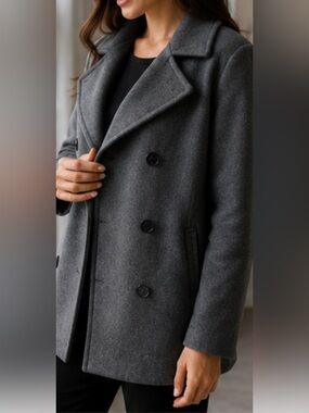 Women's Gray Peacoat